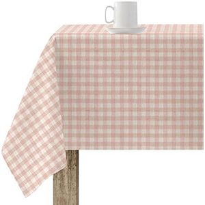 BELUM tafelkleed van hars, vlekbestendig, geruit, 150-11, geruit, afmetingen: 200 x 155 cm, vlekbestendig tafelkleed, Vichy-roze, tafelkleed van 100% biologisch katoen