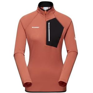 Mammut Polartec Power Grid Damestrui, halve rits, oranje, functioneel shirt, bovendeel voor sporters, maat XS, Brick-black, XS