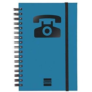 Finocam 8510510 telefoon adresboek met spiraalbinding met elastiek, 48 vellen, 120 g, gerecycled, 10 x 15 cm, blauw