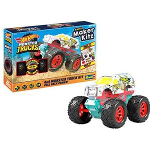 Revell 50318 Monster Truck Hissy Fit, speelgoedauto 1:32 met springschans, Hot Wheels Maker kitz-monteren en rijden, met terugtrekmotor (pull back), wit/geel