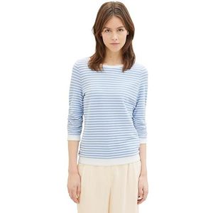 TOM TAILOR Denim Sweatshirt voor dames, 34737 - Midblue White Structure Stripe, M