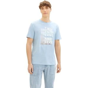 TOM TAILOR Denim T-shirt voor heren, 34591 - Middenhemel Blauw, XS