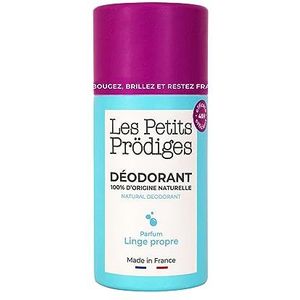 Deodorant voor schone was, 45 g, 100% natuurlijk, alle huidtypes, zonder alcohol, conserveermiddel, aluminium, parabenen, gevoelige huid, gemaakt in Frankrijk, veganistisch LES PETITS PRODIGES