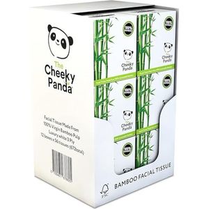 The Cheeky Panda Zakdoeken papieren doos | tissuedoos van bamboe | 12 x 56 zakdoeken