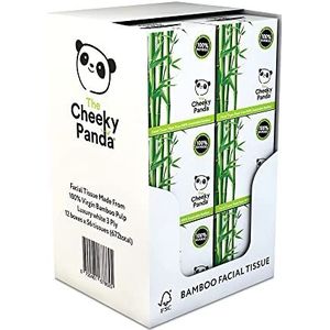 The Cheeky Panda Natuurlijk duurzaam gezichtsweefsel, bulkdoos, 100% bamboe, 12 stuks per verpakking, kunststof, hypoallergeen, milieuvriendelijk, 3 laags