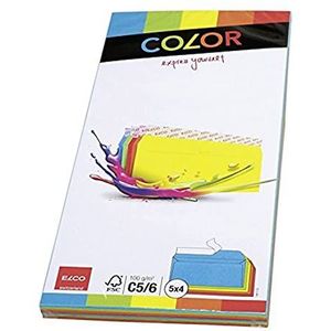 ELCO Color envelop DIN lang 100 g/m² 4 x 5 kleuren met kleefsluiting verpakt 20 stuks op kleur gesorteerd