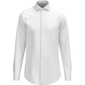 Seidensticker Flanellen overhemd voor heren, regular fit, flanellen overhemd, kent-kraag, lange mouwen, 100% katoen, wit, 40