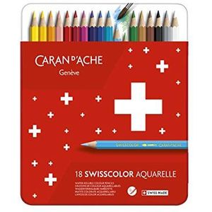 Caran D'ache kleurpotloden in metalen doos, Swisscolor 18's/CD 1285-718, Pack van 18