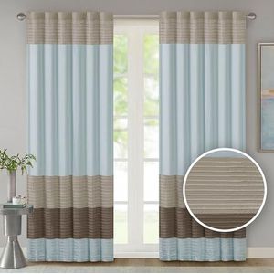 Madison Park Raamgordijn enkel paneel kunstzijde, elegante plooien, roedezak gordijnen voor woonkamer privacy, kamer verduistering raamgordijn voor slaapkamer en slaapzaal, Amherst, 213 x 127 cm B x