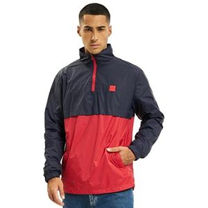 Urban Classics Herenjas Windbreaker Pull Over Jacket Stand Up Collar, meerkleurig (Navy/Fire Red 01227), S