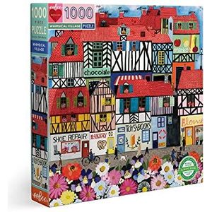 eeBoo Whimsical Village puzzel van gerecycled karton, voor volwassenen, PZTWSV, meerkleurig