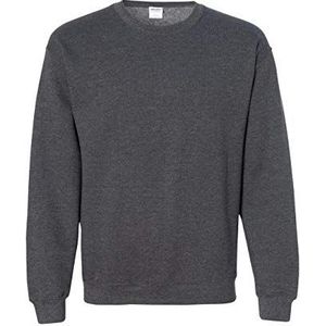 Gildan heren Fleece sweatshirt met ronde hals, stijl G18000, Donkere Heather, L