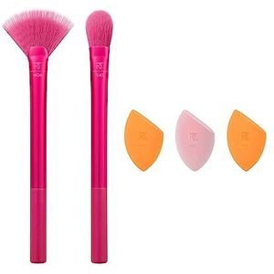 Real Techniques Limited Edition Starlite Nights Brush + Sponge Kit, Make-up Brush & Make-up Blending Sponge Set, voor Concealer, Foundation & Poeder, Matte of Dewy Skin, 5-delige cadeauset