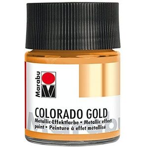 Marabu 12640005786 Metallic effectverf, Colorado Gold metallic roodgoud, 50 ml, op waterbasis, lichtecht, weerbestendig, sneldrogend, voor kwasten en stippen op absorberende ondergronden
