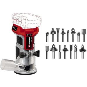 Einhell Professionele accu kantenfrees TP-ET 18 Li BL Solo Power X-Change (18 V, levering zonder accu en zonder oplader) & Originele Einhell 15-delige freesset (geschikt voor elektrische bovenfrezen)