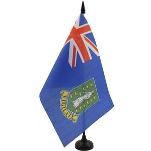 Britse Maagdeneilanden Tafelvlag 14x21 cm - Maagdeneilandbank Vlag 21 x 14 cm - Zwarte plastic stok en voet - AZ FLAG