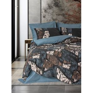 Nuit Des Rêves Premium Ranforce Double Quilt Cover-set (200x200 cm), petroleumgroen, 100% katoen, reactieve print, 2 kussenslopen, machinewasbaar, elegant design
