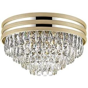 Zumaline NAICA Kristallen plafondlamp, mat goud, helder, 5x E14
