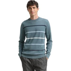 TOM TAILOR heren trui, 39985 - Stormy Teal Multicolor Streep, XXL