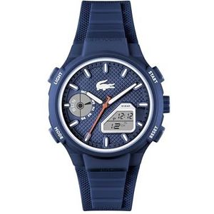 Lacoste Analoog-Digitaal Multifunctioneel Quartz Horloge voor Mannen LC33 Collectie met Siliconen Armband, Blauw, hedendaags