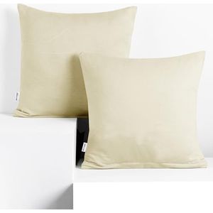 DecoKing 2 kussenslopen 40x40 cm jersey katoen rits beige amber