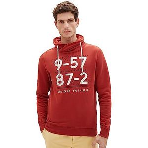 TOM TAILOR Snood sweatshirt voor heren met print, 14302-fluweel rood, 3XL