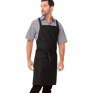 Chef Works Unisex Cross-Back Bib Schort, Zwart, Eén Maat