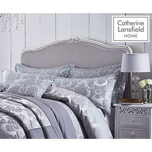 Catherine Lansfield Damast jacquard, zilverkleurig, polyester, zilver, Pillowsham