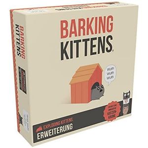 Asmodee Exploding Kittens Barking Kittens Uitbreiding, partyspel, kaartspel, 2-5 spelers, vanaf 7 jaar, 15 minuten speeltijd, Duits