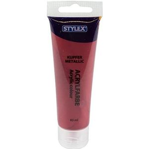 Stylex 28768 Acrylverf koper metallic, 83 ml tube, matte verf op waterbasis voor schilderen en knutselen, geschikt voor vele ondergronden, sterk gepigmenteerd en waterdicht