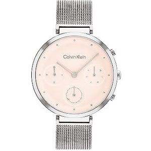 Calvin Klein analoog multifunctioneel kwartshorloge voor dames met zilveren roestvrijstalen armband - 25200286