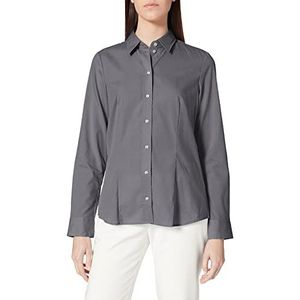 Seidensticker Damesblouse - City blouse - hemdblouse - regular fit - lange mouwen - effen - 100% katoen, grijs, 52 NL