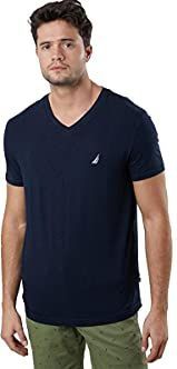 Nautica - T-shirt - Marineblauw - Slim Fit - Korte Mouwen - V-hals