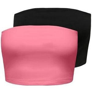 Onllive Love Tube 2 Pack Crop Top Noos, zwart, M