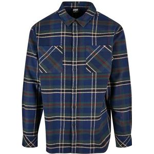 Urban Classics Herenhemd geruit Mountain Shirt, losse pasvorm, overgesneden schouders, verkrijgbaar in 2 verschillende kleuren, maat S tot 5XL, donkerblauw/flessengroen, XL