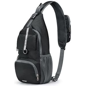 G4Free Lichtgewicht Sling Schoudertas Opvouwbare Borst Crossbody Rugzak Pack Dagrugzak voor Outdoor Fietsen Reizen Wandelen Mannen Vrouwen, Zwart