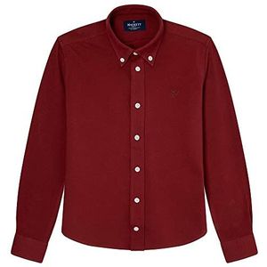 Hackett London Jongens Garment Dyed Pique Shirt, bordeaux, 24 Maaden