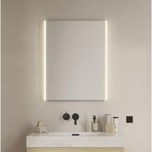 Loevschall Lago vierkante spiegel met verlichting, led-spiegel met touch-schakelaar, 60 x 75 cm, badkamerspiegel met ledverlichting, verstelbare badkamerspiegel met verlichting