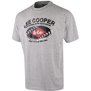 Lee Cooper LCTS014 Heren Werk Veiligheid Logo Print Katoen Crew Neck T-Shirt Werkkleding Top, Grijs Marl, 3X-Large