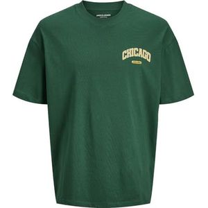 Jack & Jones JJEBRADLEY Varsity Tee SS O-Neck STYD, Evergreen/Print: Chicago, XL
