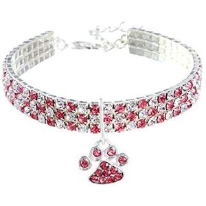 RayMinsino Huisdierhalsband met diamanten, verstelbare kristallen diamant, elastische hartvormige klauw hanger, bruiloft kat en hond, kleine huisdier ketting sieraden