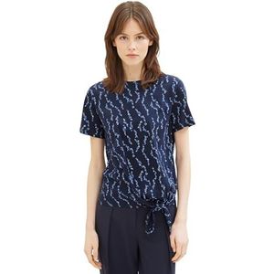 TOM TAILOR Denim T-shirt voor dames, 35712 - Navy Mid Blue Heart Print, XL