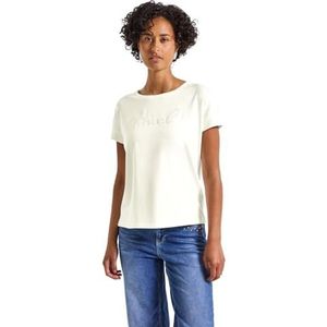 Street One Damesshirt met glittertekst, off-white, 40