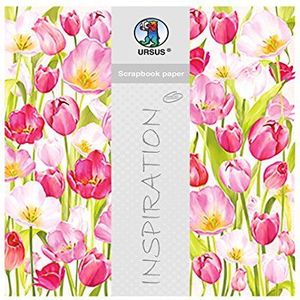Ursus 703000240 - Premium Glitter Scrapbook paper tulpen, ca. 30,5 x 30,5 cm, 5 vellen, motief 240