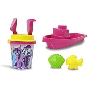 JAMARA 410128 My Little Pony Zandemmerset, boot en emmer 7-delig, officieel gelicentieerd, emmer, schep, handhark, 2 vormpjes, boot, zandzeef