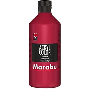 Marabu 12010075032 - Acryl Color karmijnrood 500 ml, romige acrylverf op waterbasis, sneldrogend, lichtecht, waterbestendig, voor het aanbrengen met kwast en spons op canvas, papier en hout