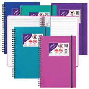 Snopake NoteGuard notitieboek met stevige achterkant, A5, gesorteerde kleuren, 5 stuks