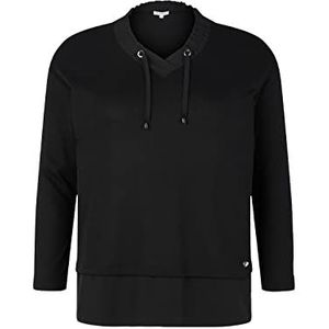 TOM TAILOR Dames Plussize shirt met lange mouwen en V-hals 1035019, 14482 - Deep Black, 50 Grote maten