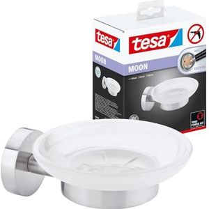 tesa® Moon zeephouder, roestvrijstalen look, zelfklevend, 128 mm x 109 mm x 53 mm