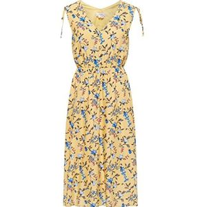 EYOTA Midi-jurk voor dames met bloemenprint, Geel meerkleurig, M